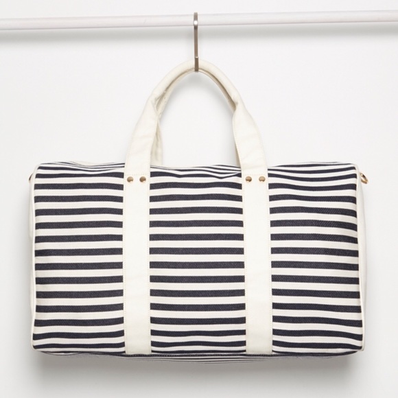 FOREVER 21 | Blue Striped Canvas Weekender Bag - Picture 2 of 8